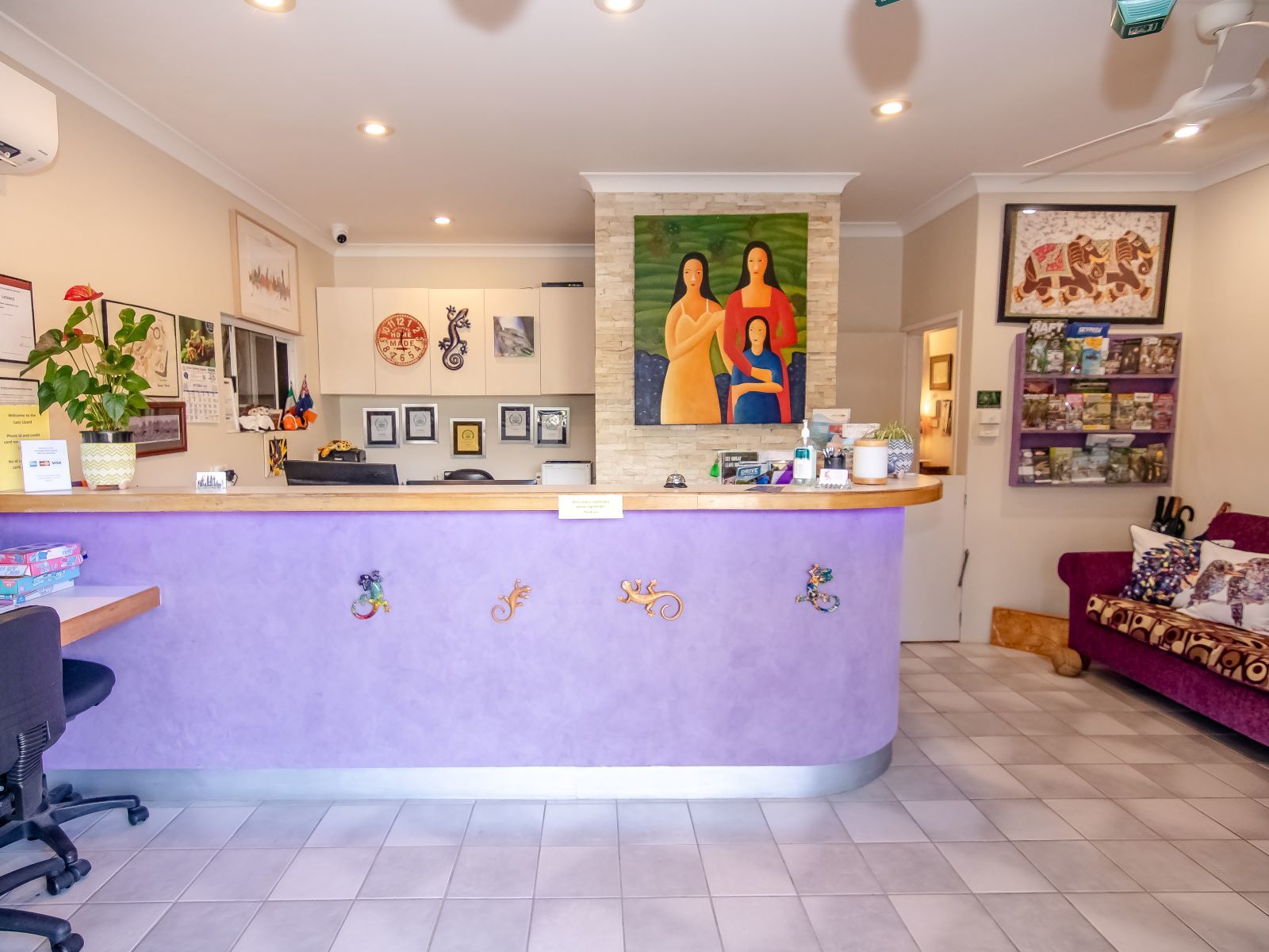 Reception area and office on title